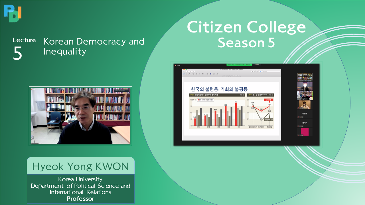 [Citizen College Season 5] #5 Korean Democracy and Inequality | PDI ...